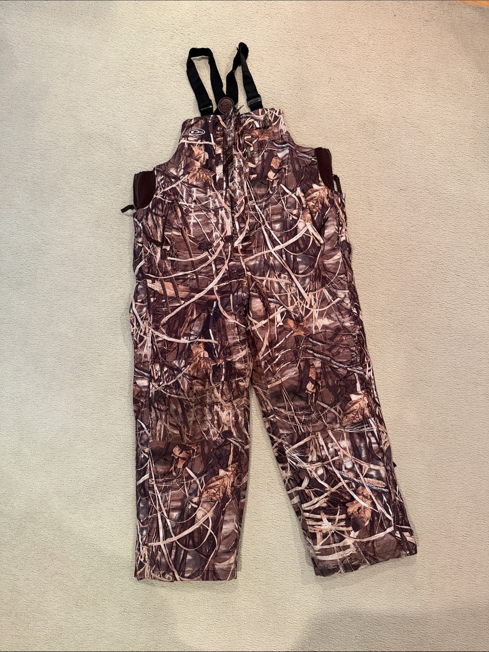 Drake Waterfowl Insulated Camo Bib Overalls Men's Hunting Realtree Max-5 Size: L